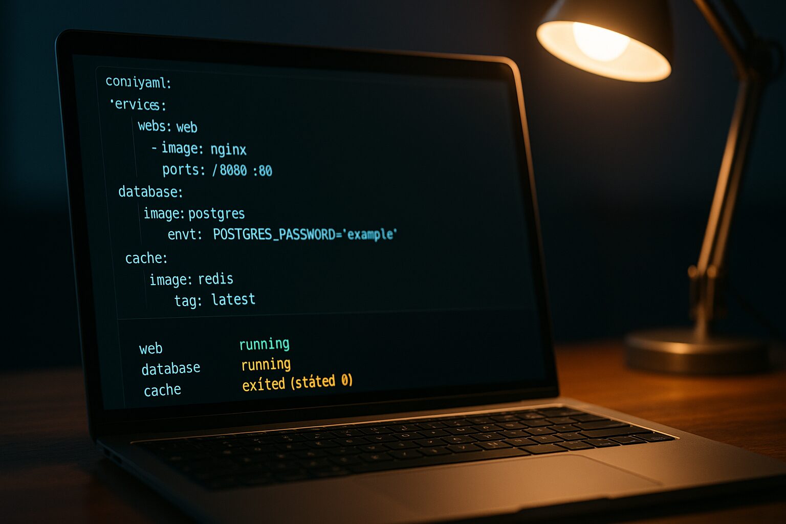 Configuration docker-compose.yml ouverte dans un éditeur pour orchestrer une stack IA locale