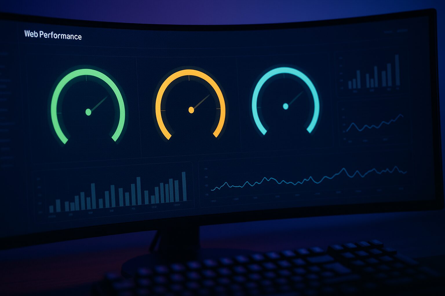 Tableau de bord Core Web Vitals affichant les métriques INP et LCP sur un écran de développeur