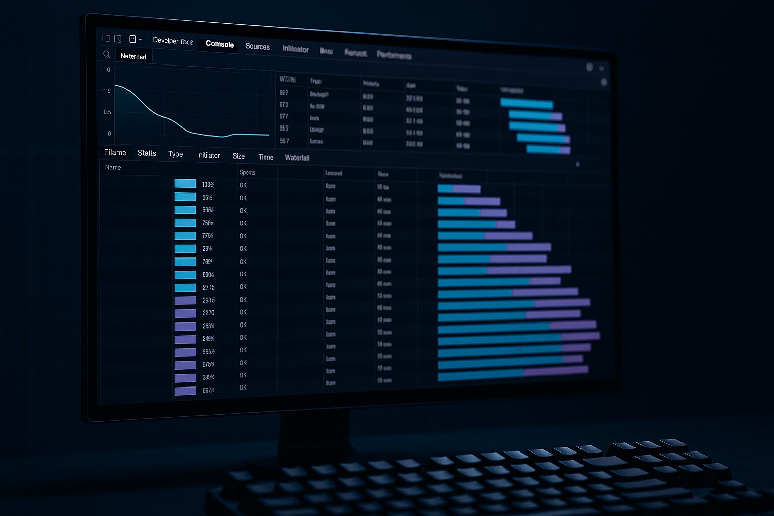 Outils de mesure de performance web ouverts sur un écran avec données de terrain et de laboratoire