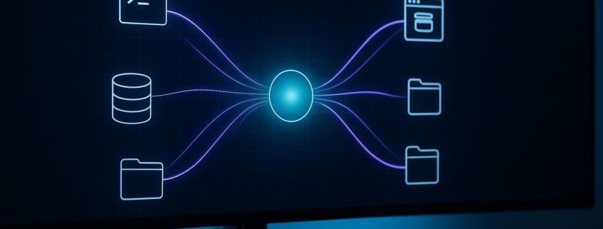 Visualisation d'un agent IA autonome orchestrant plusieurs outils de développement en parallèle