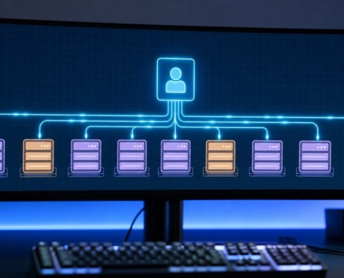 Schéma du protocole MCP reliant un assistant IA à plusieurs serveurs d'outils en 2026