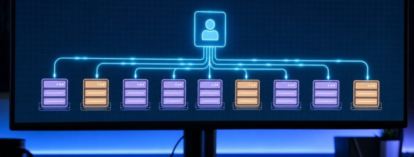 Schéma du protocole MCP reliant un assistant IA à plusieurs serveurs d'outils en 2026