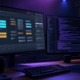Croisée des chemins métaphorique entre une interface no-code visuelle et un terminal de code en 2026