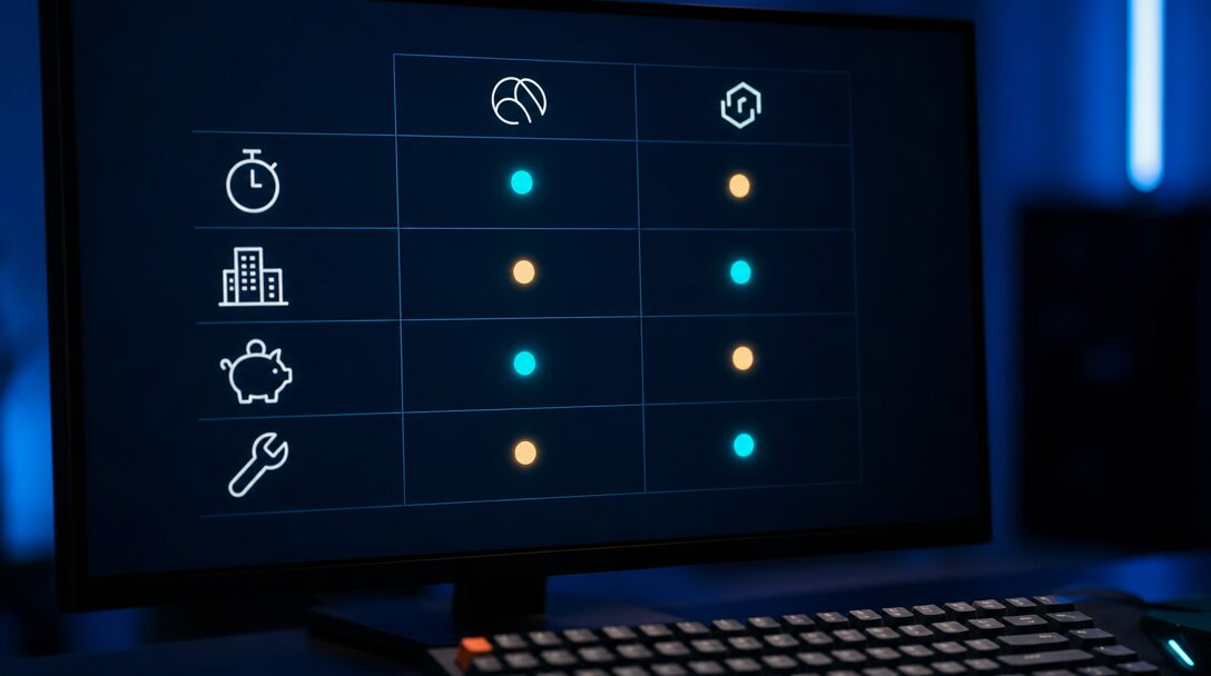 Matrice de décision croisant types de besoins et solutions no-code ou vibe coding adaptées