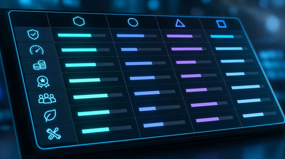 Matrice de décision croisant types de besoins et solutions no-code ou vibe coding adaptées