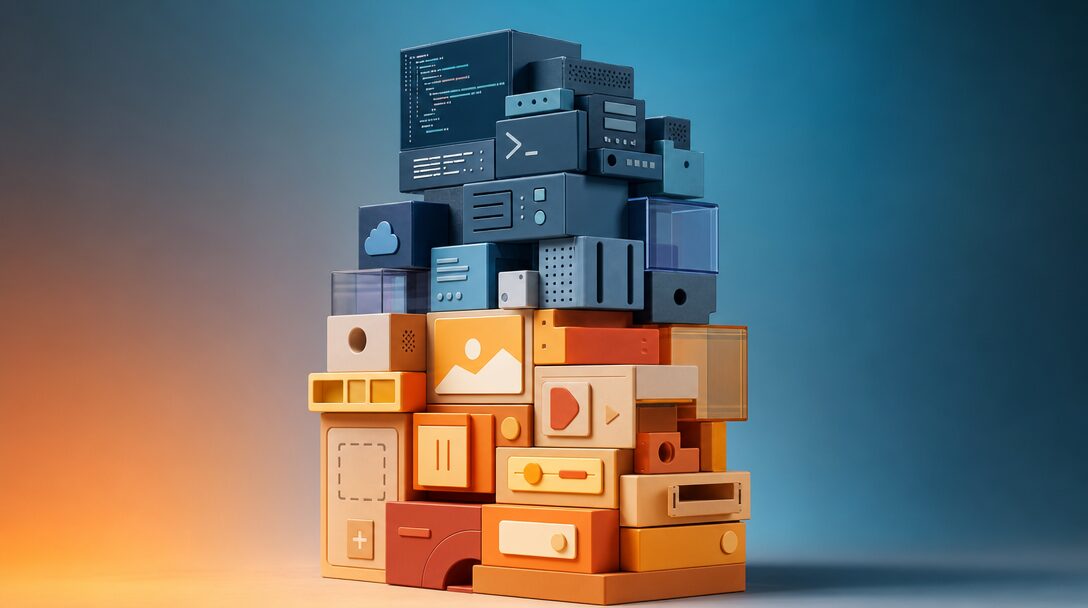 Architecture hybride combinant briques no-code et code généré par IA dans un même flux applicatif