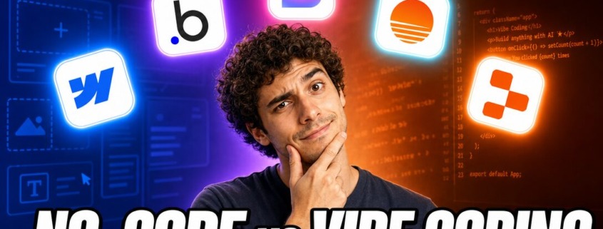 Image hero pour l'article: no code vs vibe coding 2026