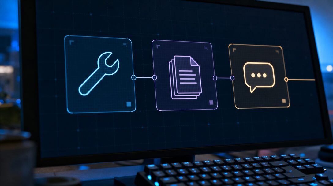 Composants internes d'un serveur MCP représentés par des modules logiciels distincts à l'écran